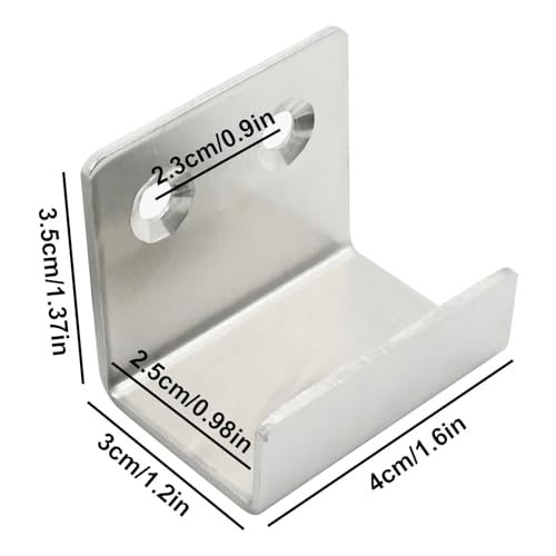 Image of 10PCS Wall Mounted Hook Fastener, Silver Stainless Steel Tile Wall Display Clip, Heavy Duty Flat J-Shaped Hook Hanger, Thicken Tile Hanger for Wall Display (Inner Width 25MM)