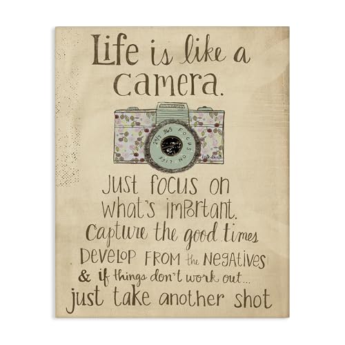 Stupell Industries Life Is Like A Camera Inspirational XXL Stretched Canvas Wall Art, 30 x 1.5 x 40, Multi-Color