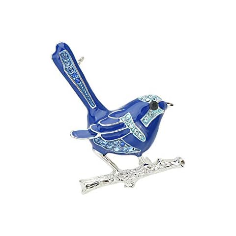 Cute Blue Enamel Magpie Hummingbird Brooch Pins Suit Lapel Pin Crystal Bird Collar Pins Badge for Men Women, Crystal Rhinestone Metal, cubic-zirconia Cover