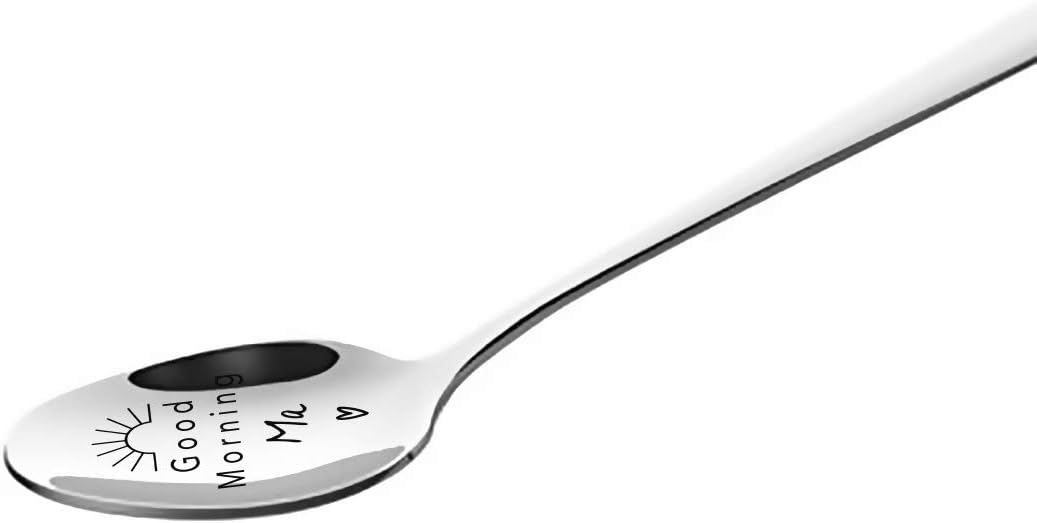 Best Mom Gifts - Good Morning Ma Spoon - Funny Mom Spoon Engraved Stainless Steel - Tea Coffee Spoon - Mom Gift from Daughter Son Husband - Perfect Mother's Day/Birthday/Christmas Gifts