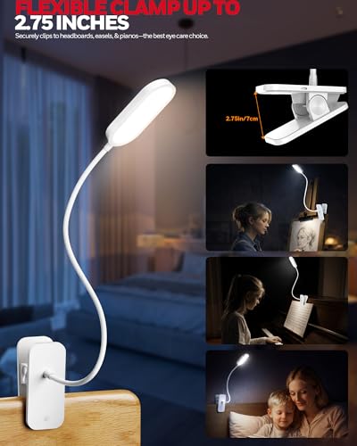Image of Honeywell Clip On Reading Light,Rechargeable LED 4000K CRI95 Gooseneck Lamp