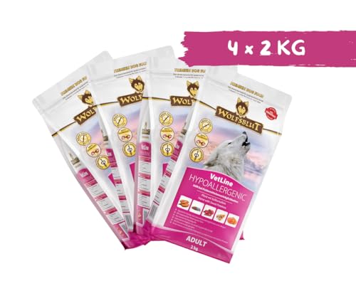 Wolfsblut Vetline Hundefutter - Hypoallergenic, 4x2kg - Sparbundel, Sparpaket - inklusive Warnicks Tierfutterservice Hundesnack Goodie