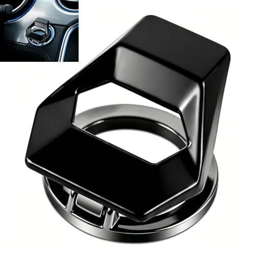 Yiwview Engine Start Stop Button Cover, Zinc Alloy Push to Start Button Protector, Universal Ignition Switch Trim for Cars, SUVs, Trucks (Black)