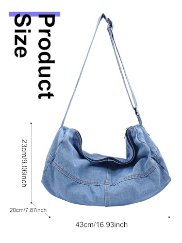 Canvas Tote Bag Hobo Crossbody Bag Fashion Crescent Bag with Zipper Pockets for Shopping Travel for Women and Men3