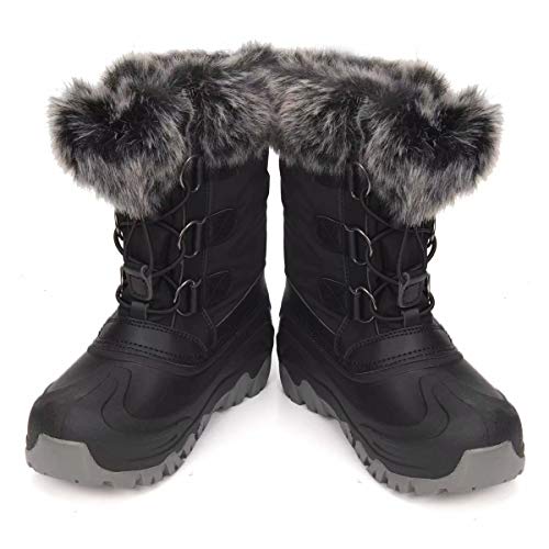 HugRain Warm Winter Snow Boots with Fur Lined Faux for Toddler Kids4