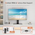 Universal Swivel TV Stand/Base Table Top TV Stand for 13 to 32 inch TVs with 100 Degree Swivel, 4 Level Height Adjustable, Heavy Duty Tempered Glass Base, Holds up to 77lbs, HT07B-001