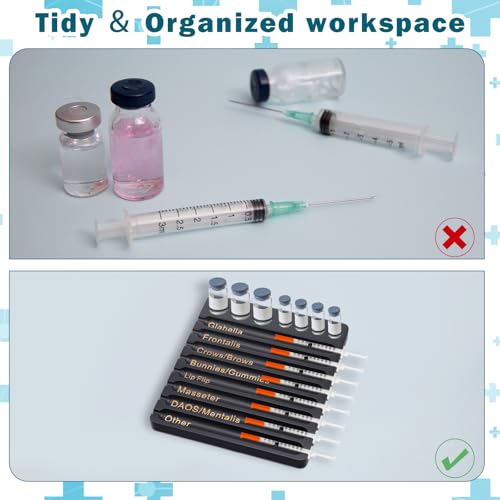 Image of Geelin 2 Pcs Aesthetic Practitioner Syringe Tray with 8 Slots Label Bamboo Vial Holder Syringe Preparation Tray, 2-in-1 Combination Medical Supply Storage for Aestheticians, Nurses (Classic,Black)