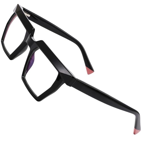 Image of Blue Light Blocking Glasses, TR90 Rectangle Computer Glasses With Anti Eyestrain & UV Glare Protection (Black)