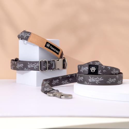 Premium Dog Collar and Leash Set,Pawereen Heavy Duty Collar and Leash Set for Small Medium Large Dogs, Adjustable Eco-Friendly Recycled Polyester Webbing,Full Metal Buckle, 5.2 ft Length,Size S|Bamboo - Image 4