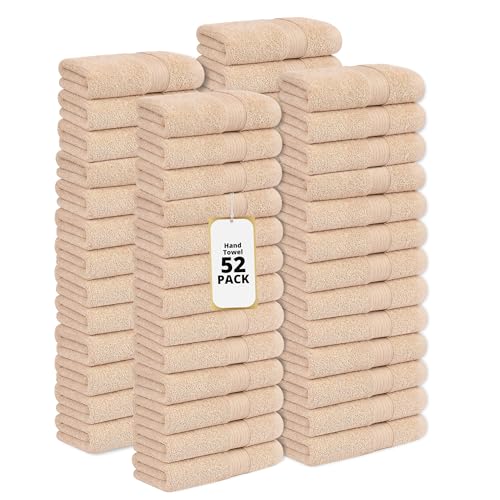 Ample Decor 18x28 Hand Towels, 600 GSM, 100% Cotton, Beige