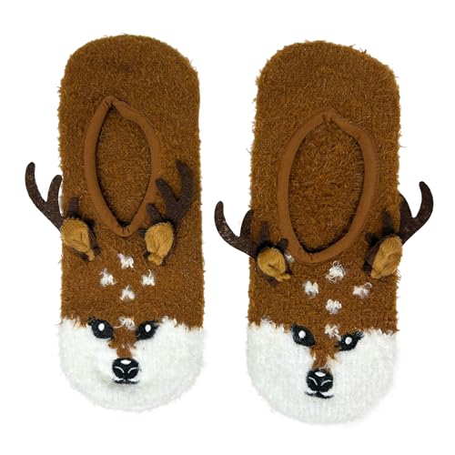 Image of ooohyeah Women's Animal Mary Janes Sock Slippers, Funny Cute Travel Trip Socks, One Size