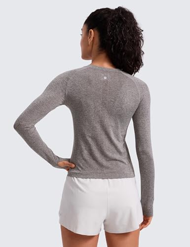 Image of CRZ YOGA Seamless Top Waist Length | Training, Chafe-Free, Slim Fit, Raglan Sleeves, Mesh Vents, Workout, Long Sleeve Shirts for Women