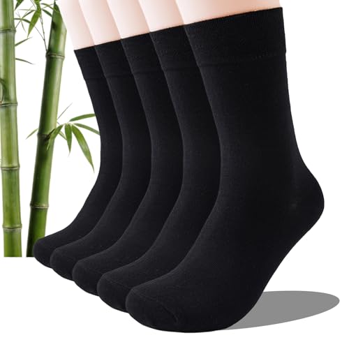 Wamicu Mens Bamboo Socks 5 Pack Lightweight Soft Business Casual Crew Socks