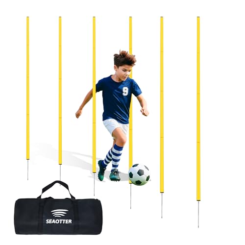 SEAOTTER Soccer Agility Training Poles, 6/10/20Pcs 6FT Adjustable Detachable Sports Speed Training...