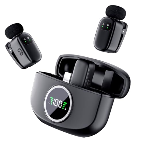 Wireless Lavalier Microphone for iPhone/Android, Lapel Mics with Type-C Plug-Play,