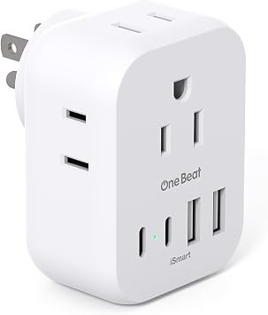 Travel Cruise Ship Essentials, Multi Plug Wall Outlet Extender with 4 Outlets 4 USB 2 USB-C, Cruise Approved Power Strip Non Surge Protector, Plug Adapter, Travel Cruise Must Have Accessories