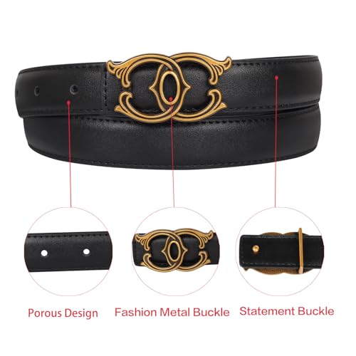 Image of Aurolran Women's Leather Belt with Buckle - Ideal for Dresses, Jeans, and Coats