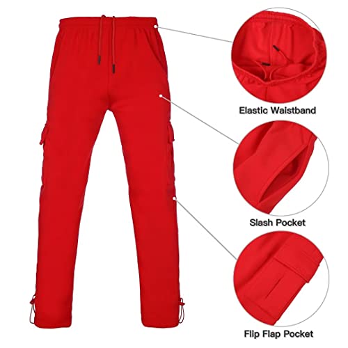 Bellnorth Men's Tracksuit Sets Outfit Activewear Fleece Hoodie Jacket & Cargo Sweatpant 2 Piece For Big Tall Outdoor Activewear Size Xxx(Red,3Xl) #TOP2