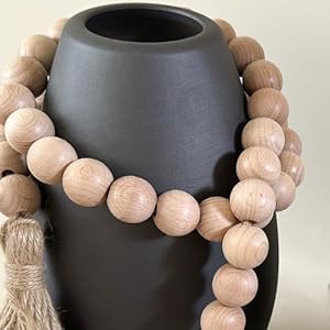 Wood Bead Garland with Tassels,48in Beech Wooden Decorative Beads Home Decor,Rustic Farmhouse Prayer Boho Beads Garland for Tiered Tray Coffee Table Bookshelf Mantel Decor Wood Bead Garland with Tassels48in Beech Wooden Decorative Beads Home DecorRustic Farmhouse Prayer Boho Beads Garland for Tiered Tray Coffee Table Bookshelf Mantel Decor