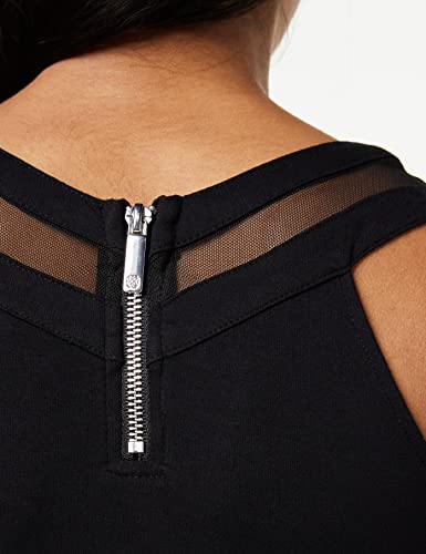 Morgan Top de punto de jersey y tul Negro S