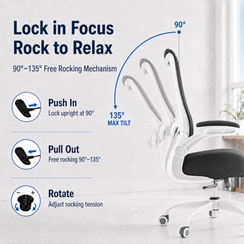 Image of Ergonomic Office Chair for Long Hours, Adjustable Padded Lumbar Support for Lower Back Relief, 330 lb Capacity, Comfortable Computer Desk Chair for Home Office, Work & Study