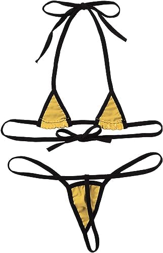 daddy come Women's Metallic Bikini Set with Self-Tie Straps – Shiny Fabric, Multiple Colors-picture-27