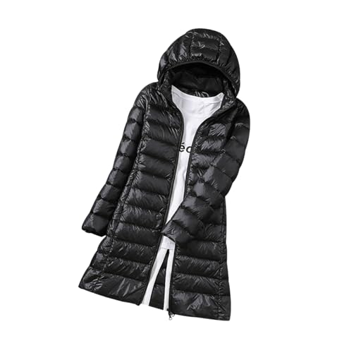 Plumifero Ultraligero Mujer Largo Chaqueta Plumas Ligeros Mujer Plumífero Ligero Mujer Chaqueta Acolchada Ligera Plumon Mujer Plumiferos Ultraligero Mujer Puffer Jacket Abrigo Plumas Mujer Negro L