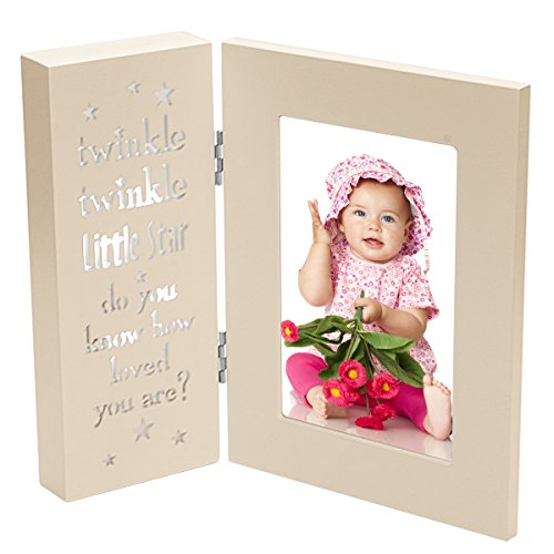 OUCHAN Baby Picture Frames 4x6 Light Up with Carved Wording-Twinkle Twinkle Little Star Cream white