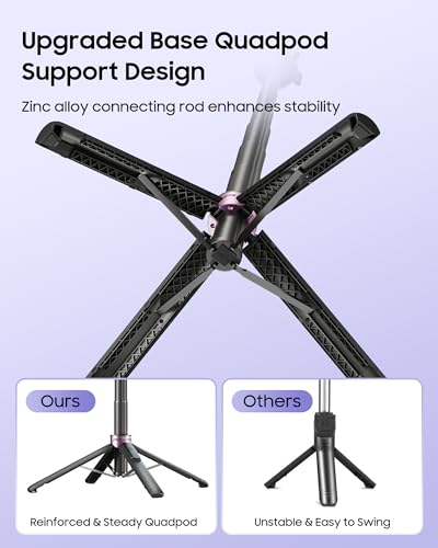 ACKIMA 53'' Selfie Stick Tripod with Light, Enhanced 4-Leg Cell Phone Stand Camera Tripod with Rechargeable Wireless Remote & 2 Fill Light, Portable Selfie Stick Travel Essentials for iPhone Android - Image 4