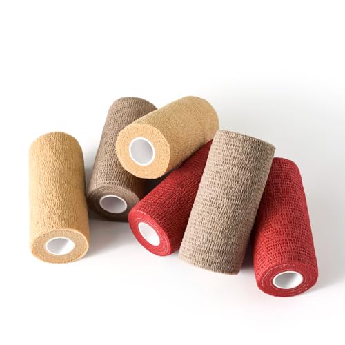 Image of WePet Pet Wrap, Self-Adhesive, Only Sticks to Itself, Non-Woven Tape for Dog Legs, Paws, Wounds, First Aid Cohesive Gauze for Horse, Cat, Bird, Animal, 6 Rolls, 4 Inch, Solid Color A