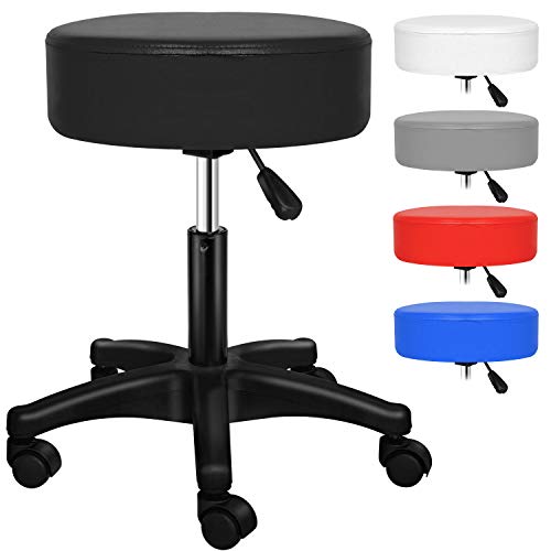Preisvergleich Produktbild KESSER® Rollhocker I höhenverstellbar I Lederimitat Arbeitshocker Drehhocker Hocker Kosmetikhocker Praxishocker I 360° drehbar I 10 cm Polsterfläche I Dicke Polsterung I Schwarz