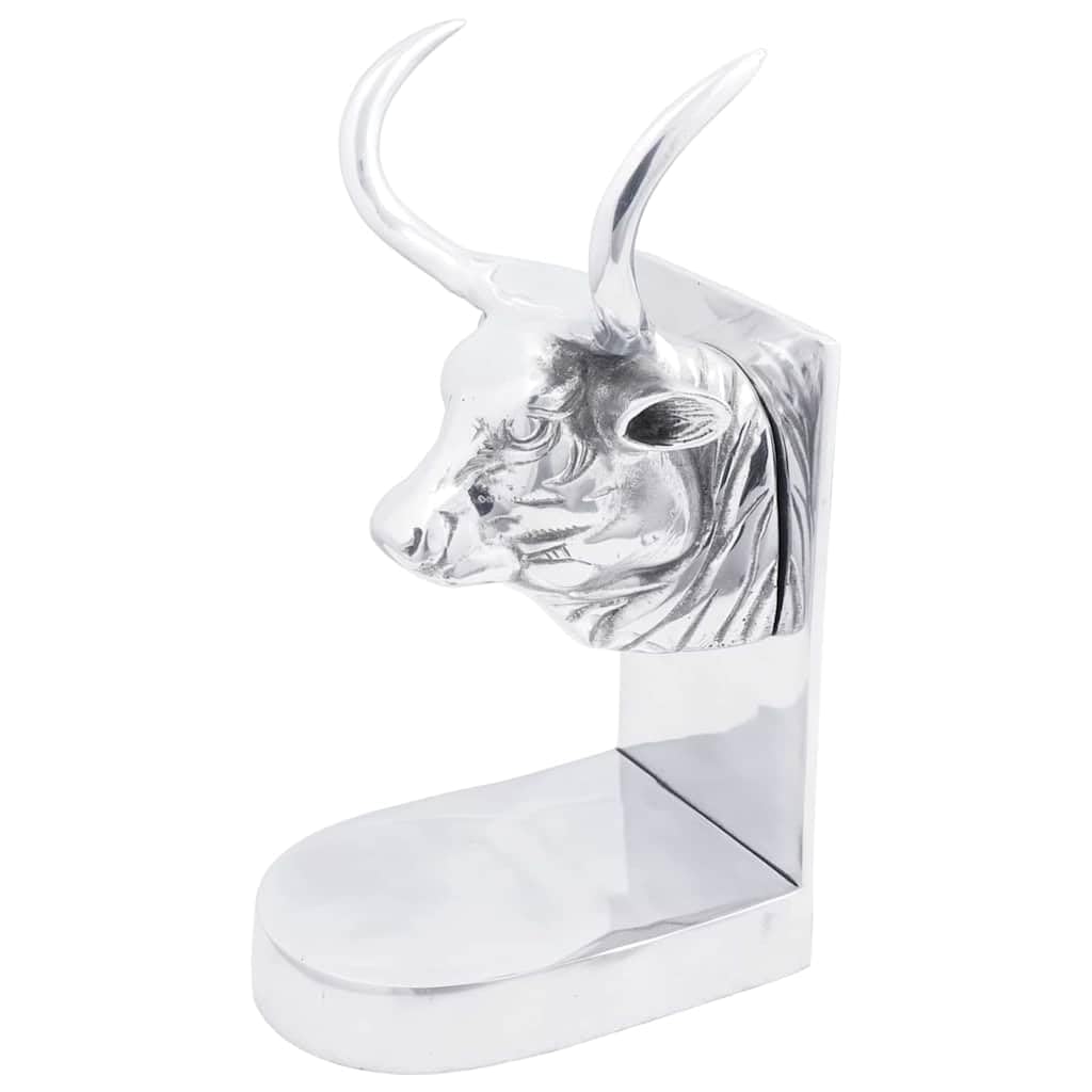 Set di 2 fermalibri in alluminio, colore argento lucido, per libri, raccoglitori, mensole, 17 x 15 x 27 cm, stabile, per ufficio e soggiorno