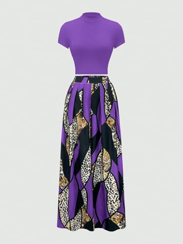 HBQ Women 2 Piece Outfits Short Sleeve Top and Flowy Flare Pants Lounge Sets Tracksuit2