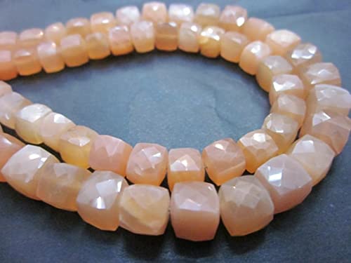 Pierre de lune pêche en perles cubes pour fabriquer vos bijoux bohèmes d'été