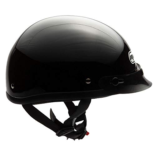 Mmg Half Helmet Classic Open Face Design Dot Goggles Included - Glossy Black, Xlarge #TOP3