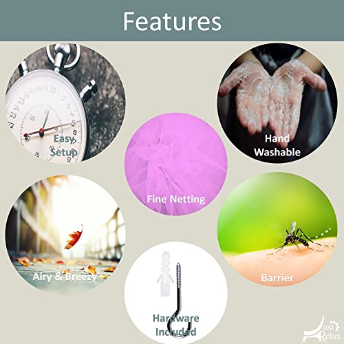 Just Relax Decorative Elegant Bed Net Canopy Set Including Full Hanging Kit, Ideal For Indoors Or Outdoors, Intended For A For Covering Beds, Cribs, Hammocks (Pink, Twin/Full) #TOP5