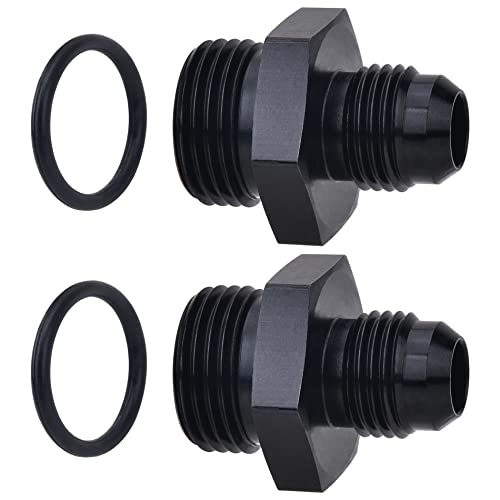 Image of EVIL ENERGY 6AN Flare to 8AN ORB Male Adapter Fitting Aluminum Alloy Black 2Pcs