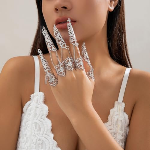 Gothic Nails Bracelets for Women Men Punk Fingera Hand Chain Cosplay Finger Rings Claw Bracelets Costume Jewelry3