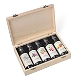 Blazing Bella Flavored Balsamic Vinegar Gift Set in Wood Box - Sampler of Five Remarkable Balsamic Vinegars for salads, cooking, and desserts