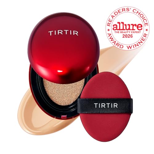 Image of TIRTIR Mask Fit Red Cushion Foundation | Full coverage, Weightless, Skin fit, Satin Glow Finish, Korean Makeup BB Foundation, beauty, Tattoo cover up, Buildable (#22N Shell Beige, 0.63 Fl Oz)