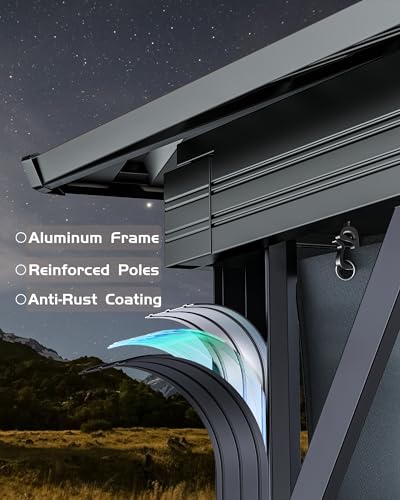 Hardtop Gazebo 12'x12' for All Weather, with Double Metal Roof, Aluminum Alloy Frame, Net, and Curtain, Permanent Building for Patio, Deck, Backyard, Lawn, and Garden, Gray