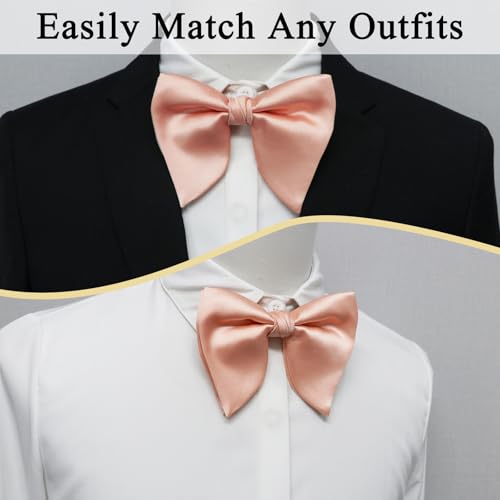 Image of Luckyvestir Oversized Bow Ties for Men, Pre Tied Clip on Men's Black Bowtie for Wedding Tuxedo Banquets Formal Wear