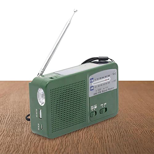 Yiida Emergencia con manivela Solar | Banco energía Recargable USB con generador Radio Solar Am/FM,Alerta meteorológica Am/FM, lámpara Lectura con Carga USB, Alarma SOS