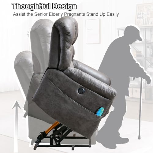 Sillón reclinable metálico gris con asiento ancho miniatura 5
