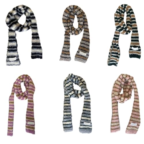 Elegant Women's Striped Scarf - Long Knit Tie Wrap Choker with Bag Handle3