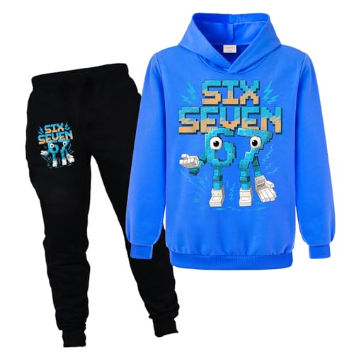 Yaokilyly Kids Six Seven Boys Girls 67 MEME Jumper and Jogger 2Pcs Sets Tracksuits Hoodie (Navy Blue 9 Years)