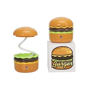 AMANVANI Table Night Lamp for Kids Bedroom with Sharpener & Pen Holder Stand for Girls & Boys, Burger Shaped Desk Light for Kids, Study Table Lamp for Kids 1pcs