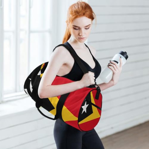 Bolsa de gimnasio ligera y cilíndrica con compartimento interno y diseño de Timor-Leste 6