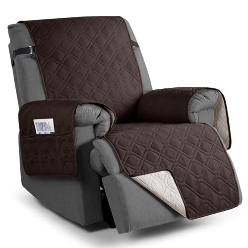 Recliner Cover 100% Waterproof Sofa Slipcovers Non-Slip Reclining Couch Cover Split Sofa Covers Furniture Protector for Pets, Dogs(Chocolate，23.6″)