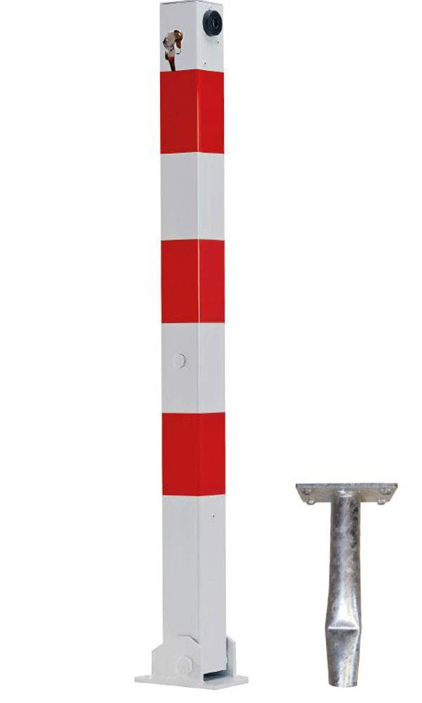 ABSPERRPFOSTEN 70x70mm Vierkantrohr, Umlegbar mit Profilzylinderschloß, zum Einbetonieren, ohne Ösen, Poller, Parkplatzsperre